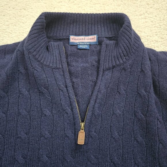 Vineyard Vines Blue Cashmere Cable Knit Sweater - Picture 3 of 7